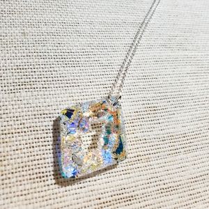 Swarovski Crystal diamond druzy Aurora Borealis pendant